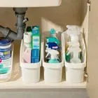 White Home Sorting Basket Wheels Bathroom Clutter Container Home Organization