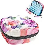 Period Bag,Sanitary Napkin Storage Bag,Floral Plant Leaf Rose,Tampon Holder for Purse