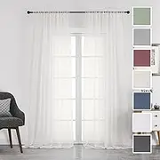 Chyhomenyc Ivory Sheer Curtains 108 Inch Long 2 Panels Set, Light Filtering Long Window Treatment Drapes for Living Room Bedroom Canopy, Each 42Wx108L inches, 9 Feet L, Set of 2, Ivory