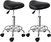 Artiss Set of 2 PU Salon Stool, Bar Stools Swivel Lounge Drafting Chair Piano Guitar Seat Barber Chairs Outdoor Spa Indoor Home Office Kitchen Furniture, Adjustable Height Hydraulic Lift Black