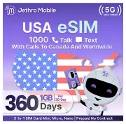 $7.10/Mo Jethro Mobile Prepaid Phone Plan: 1GB Data, 1000 Talk & Text eSIM
