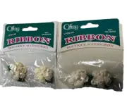 New Offray Boutique Accessories Ivory Ribbon Flowers Craft 2 pks of 2