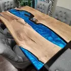 Blue Resin River Epoxy Coffee Table Top Live Edge Walnut Countertops