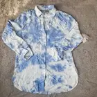 COMO Vintage Cloudy Sky Light Blue Button Up Collared Shirt Size S NWOT