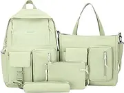 XECRDP 4 pcs Canvas Backpack Combo Set School Bags with Crossbody Bag Pencil Box Casual School Bag for Teenage Girls Women Backpack College Student Laptop Backpacks