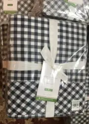Pottery Barn Gingham Check Sheet Set Deep Navy Blue Queen Farmhouse 4pc New