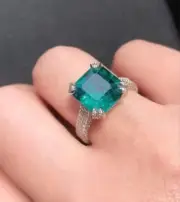 2.65 Ct Radiant Natural Emerald Diamond Wedding Ring14K solid white gold