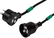 Piggyback Extension Power Cord - Black - Colour Coded Rings by Length - 10m