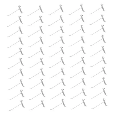 Wire Metal Hanger Retail Long Gridwall Hooks Grid Panel Display 50 PC White 4"