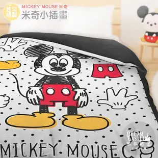 【享夢城堡】雙人冬夏兩用被套6x7(迪士尼米奇MICKEY 小插畫-灰黑)