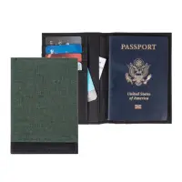 在飛比找momo購物網優惠-【Travelon】皮革拼接護照夾 蒼綠(RFID防盜 護照