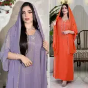 Ramadan Abaya Dubai Kaftan Muslim Women Hijab Dress Islamic Caftan Robe W/scarf
