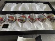 Cornet Barcelona Handpainted Crystal Stemmed Wine Glasses Set of 6 SHIP SAME DAY
