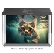 Grey Cute Swimming Cat Polyester Fish Tank Glass Backdrop Aquarium Background