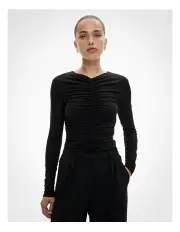 [Witchery] Gather Front Long Sleeve Top in Black