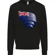 Curled New Zealand Flag Zealander Kiwi Day Kids Sweatshirt Jumper