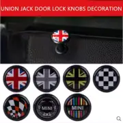 For Mini Cooper 2 Pcs Union Jack Checkered Flag Auto Car Lock Knobs Decor Cover