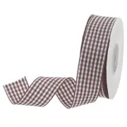 1 Inch 25 Yards Gingham Ribbon, Checkered Plaid Ribbon, Brown