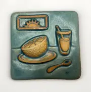 Grapefruit & Juice 4x4" Ceramic Art Tile by Gretchen Kramp