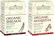 Root2Leaf Organic Pack of 2 Shikakai & Manjistha Root Powder For Natural Hair Color And Repairs Damage Hair for Men and Women (227 Gms)