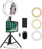 LED Ring Light with Phone Tripod Stand Kit -10'' ring for best selfies and video