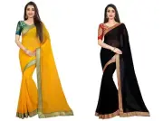 New Women's Chiffon Saree With un-stitched Blouse Piece