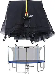 Jumping Bed Safety Net Trampoline Net 8ft 6 Poles PP Round Universal Protective Enclosure Outdoor Breathable Foldable Heavy Duty Zipper Door Nets, Only