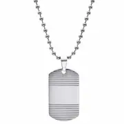 81stgeneration Stainless Steel Flat Lined Dog Tag Pendant Bead Ball Necklace