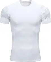 [KAHEYQI] Mens Cool Dry Short Sleeve Compression Shirts Sports Baselayer T-Shirts Tops Athletic Workout Shirt