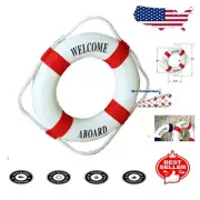 Charming 18" Lifebuoy Wall Decor - Nautical Home Accent for Guest Greetings