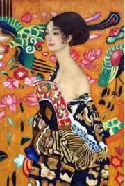 Oil painting Figure-oil-canvas-painting-dance-Woman-with-a-fan-Gustav-Klimt art
