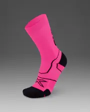 Vectr Cushion Crew Socks, 2XU, XL, Fuchsia/Black, Unisex