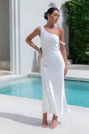 Angelica Satin Maxi Dress White