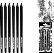 Yeenao Charcoal Pencils Set,6 Pieces Charcoal Pencils and Sticks Set for Drawing Soft,Medium Hard Charcoals Pencils,DIY Drawing Sketching for Artists,Sketching,Blending (2 Soft + 2 Medium + 2 Hard)