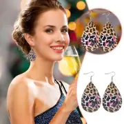 Mother's Day Cow Pattern MOM Letter Earrings Double PU Leather Earrings