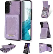 [Dibosom] Compatible with Samsung Galaxy S23 5G Phone Wallet Case with Leather Credit Card Holder Magnetic Clasp Stand Cell Accessories Flip Purse Cover for S 23 23S GS23 G5 SM-S911U 6.1 inch Women Men Purple
