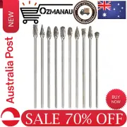 10Pcs 1/8" Shank Long Double Cut Tungsten Carbide Burrs Rotary Files Diamond AU