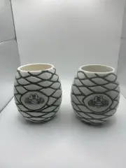 2 Patron Tequila Tiki Mug Agave Pina Cup White Ceramic Bee Hive Limited Edition