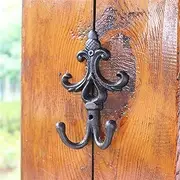 Retro Cast Iron Wall Hook with 2 Hangers Handmade Antique Rustic Decor Rack Home Garden Wall Decorative Metal Hooks /445(C)
