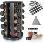 Black Countertop Rotating Spice Rack - Empty 20-Jar Revolving Organizer, round C