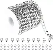 16.4 Silver Plated Chain for Jewelry Making, Aluminum Cuban Link Chain Necklace
