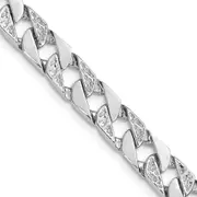 Solid 14K White Gold 9 inch 7.5mm Hand Polished Fancy Link with Fancy Lobster Clasp Bracelet