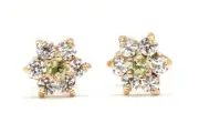 9ct Gold Peridot and CZ studs cluster earrings Made in UK Gift Boxed