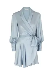 Zimmermann Silk-satin Mini Wrap Dress - Light Blue - 0P (UK 6 / XS) 0P (UK 6 / XS)