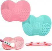 JOYAUS [2 Pack] Silicone Makeup Brush Cleaning Mat Scrubber Washing Tools with Suction Cup Makeup Brush Cleaner Pad (Pink+Green)