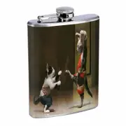 Funny Cat D11 Flask 8oz Stainless Steel Cute Silly Crazy Meow Cool Kitten Tricks