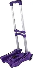1Pc Folding Aluminum Alloy Hand Cart Collapsible Trolley with Heavy Duty Plastic Storage Box Purple Mute Wheels for Shopping Travel and Grocery Transport