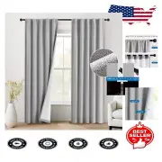 Luxurious Grey Blackout Window Drapes - 108" Room Darkening Curtains (Set of 2)