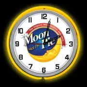 15" Moon Pie Marshmallow Sandwich Sign Yellow Double Neon Clock