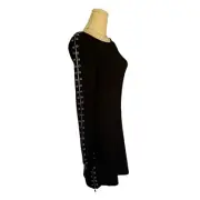 NWT McQ by Alexander McQueen Bodycon Grommet Zipper Black Dress Size XS